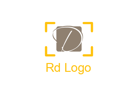 letter D inside square with camera focus logo