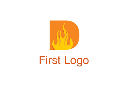 flames inside letter D logo