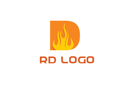 flames inside letter D logo