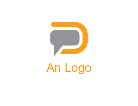 chat bubble inside letter D logo