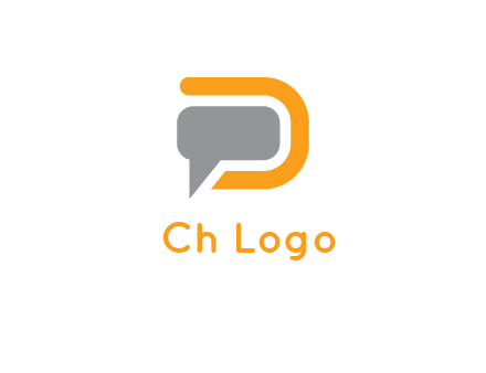 chat bubble inside letter D logo