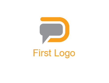 chat bubble inside letter D logo
