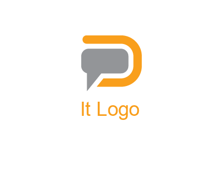 chat bubble inside letter D logo