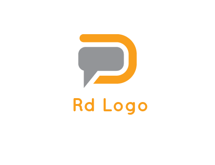chat bubble inside letter D logo