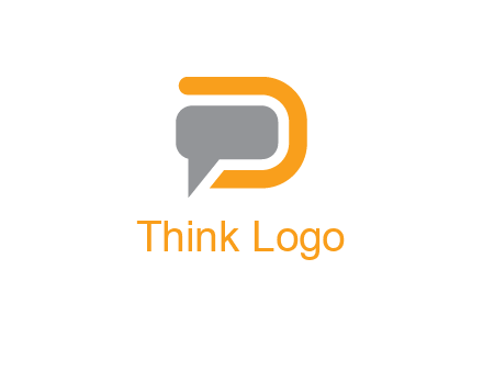 chat bubble inside letter D logo