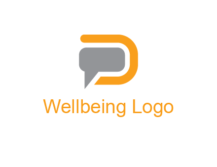 chat bubble inside letter D logo