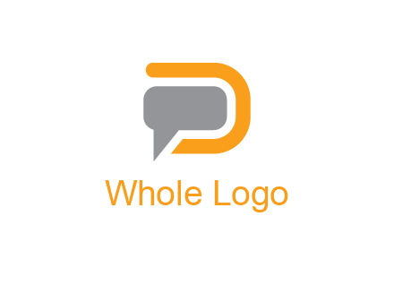 chat bubble inside letter D logo