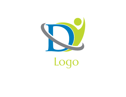 abstract person with letter D and swoosh logo