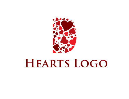 letter D made of hearts logo