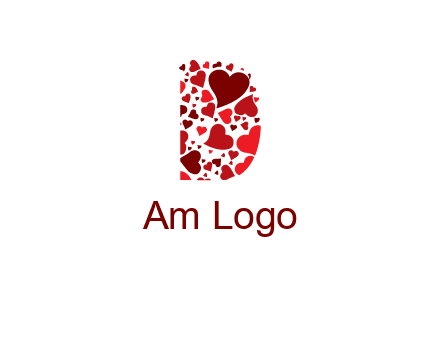 letter D made of hearts logo