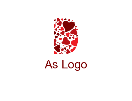 letter D made of hearts logo