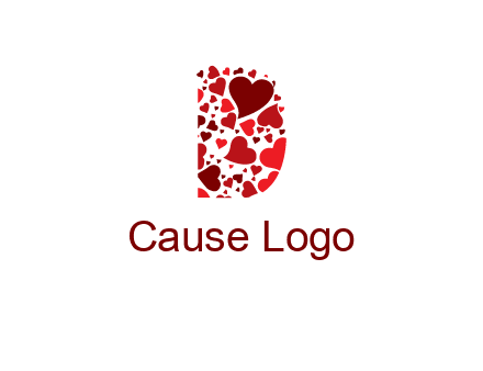 letter D made of hearts logo