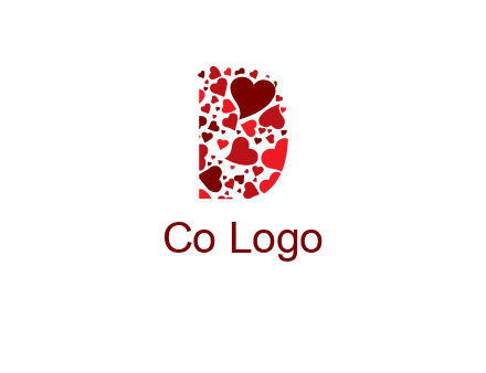 letter D made of hearts logo