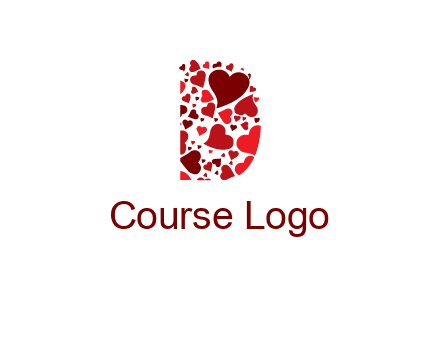 letter D made of hearts logo