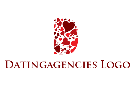 letter D made of hearts logo