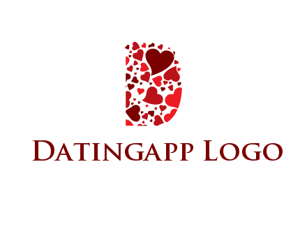 letter D made of hearts logo