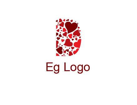 letter D made of hearts logo