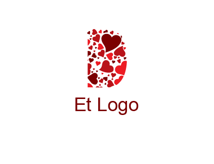letter D made of hearts logo