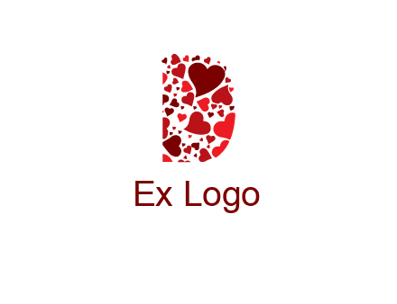 letter D made of hearts logo