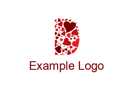 letter D made of hearts logo