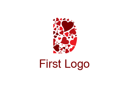 letter D made of hearts logo