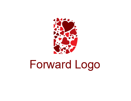letter D made of hearts logo