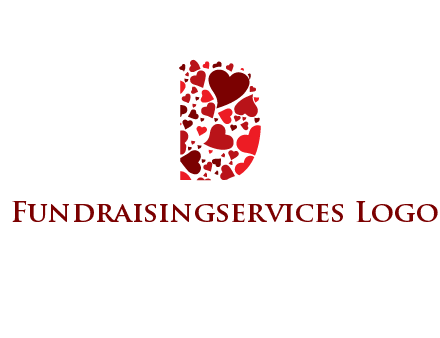 letter D made of hearts logo