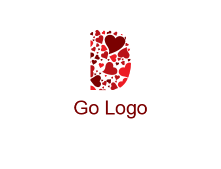 letter D made of hearts logo