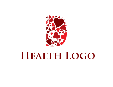 letter D made of hearts logo