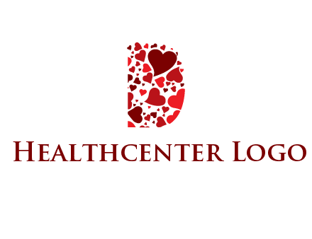 letter D made of hearts logo