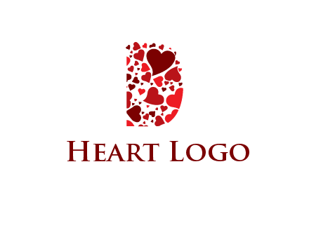 letter D made of hearts logo