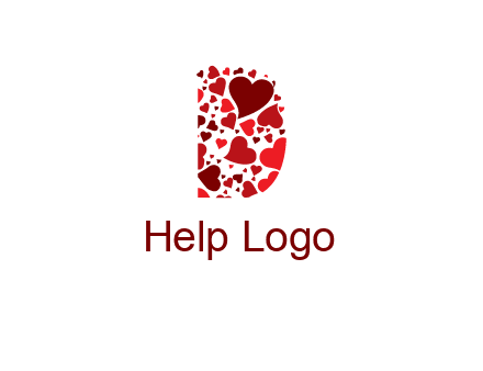 letter D made of hearts logo