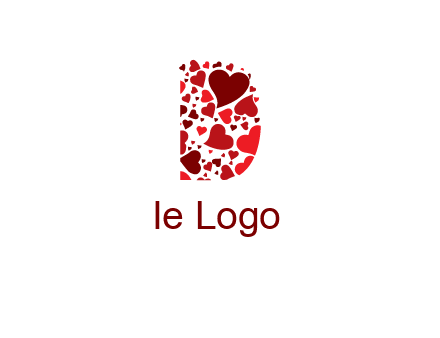 letter D made of hearts logo