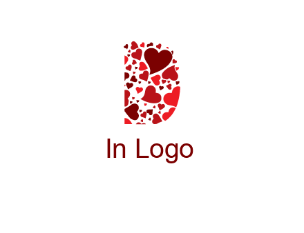 letter D made of hearts logo