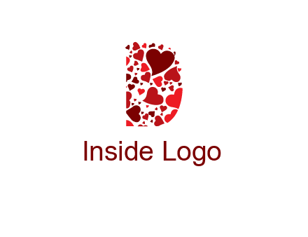 letter D made of hearts logo
