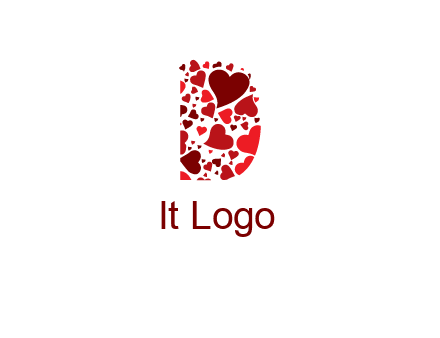 letter D made of hearts logo