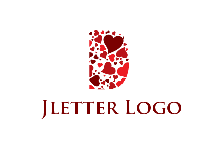 letter D made of hearts logo
