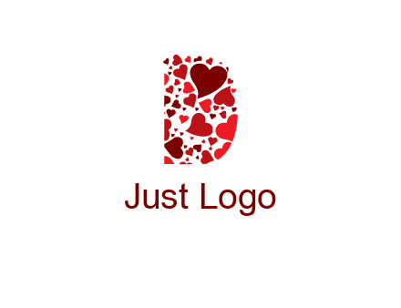 letter D made of hearts logo