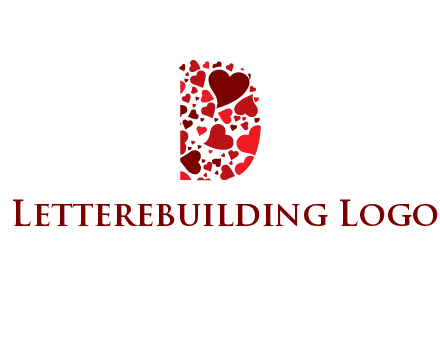 letter D made of hearts logo