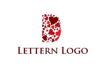 letter D made of hearts logo