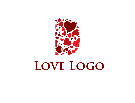 letter D made of hearts logo
