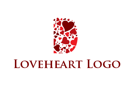 letter D made of hearts logo