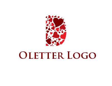 letter D made of hearts logo