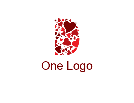 letter D made of hearts logo