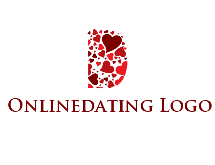 letter D made of hearts logo