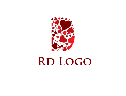 letter D made of hearts logo