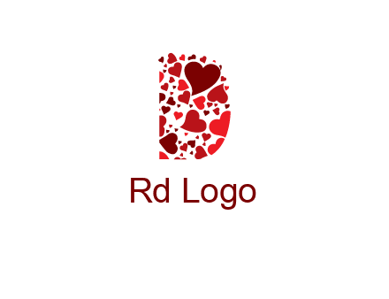 letter D made of hearts logo