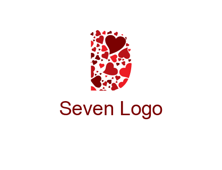 letter D made of hearts logo