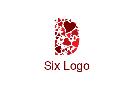 letter D made of hearts logo