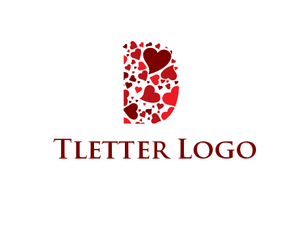 letter D made of hearts logo